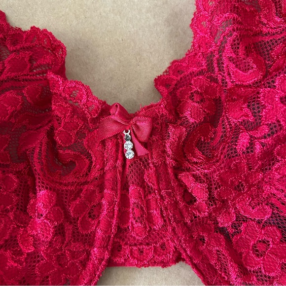 Smart & Sexy Signature Lace Unlined Underwire Bra Plus Size 38DDD Lingerie Red - Picture 3 of 11